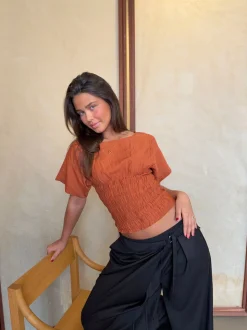 Sina top med smock - Orange