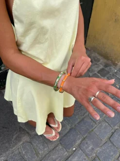 Sola armbånd med striber - Orange/guld