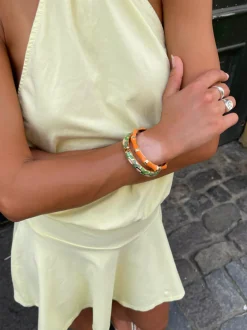 Sola armbånd med striber - Orange/guld