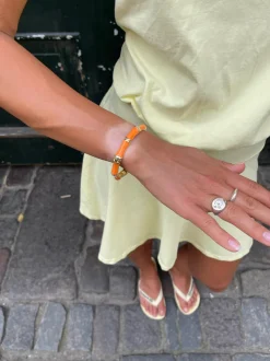 Sola armbånd med striber - Orange/guld