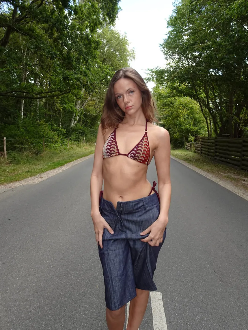 Soleil bikini med mønster - Bordeaux/orange/gul