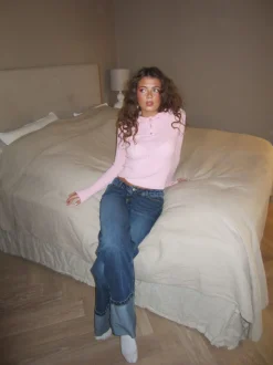 Sonya jeans med opsmøg - Blå denim