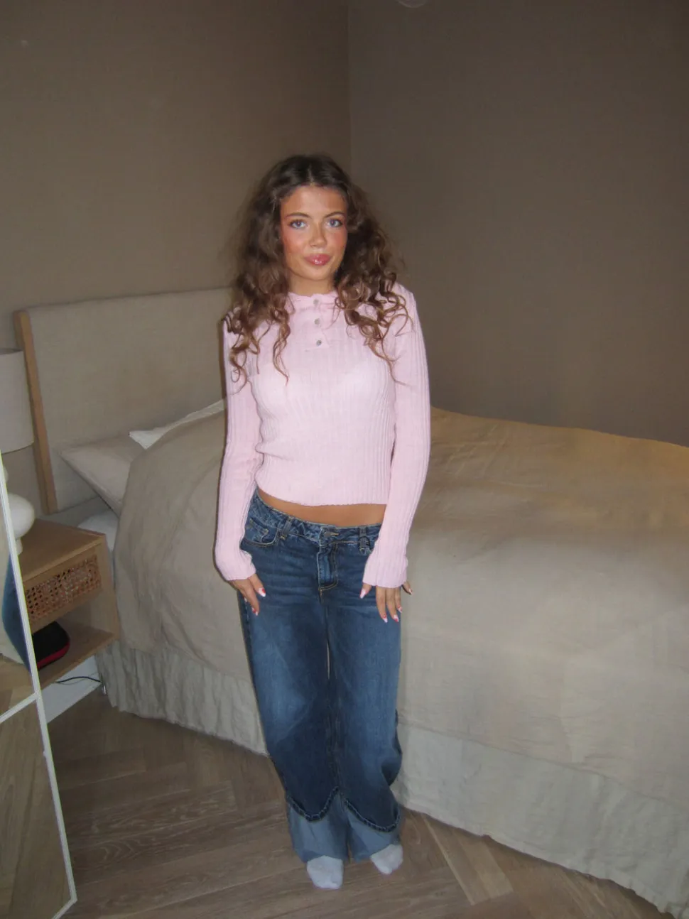 Sonya jeans med opsmøg - Blå denim