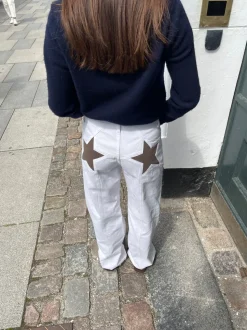 Star jeans med brune stjerner - Hvid