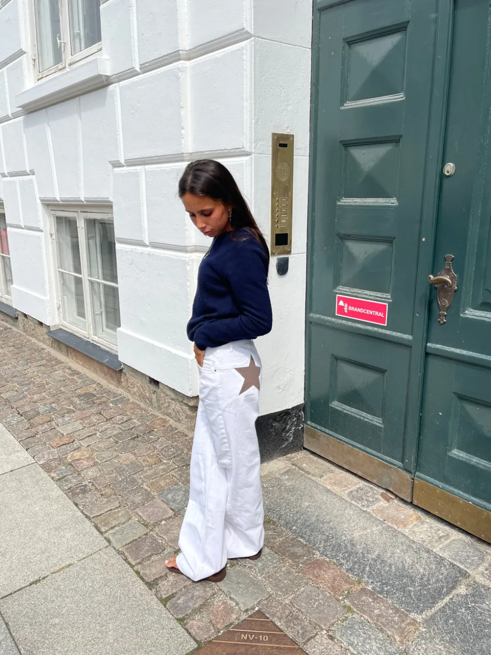 Star jeans med brune stjerner - Hvid