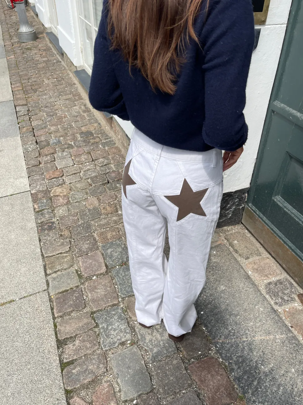 Star jeans med brune stjerner - Hvid