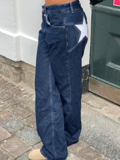 Star jeans med hvide stjerner - Mørk denim