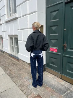 Star jeans med hvide stjerner - Mørk denim