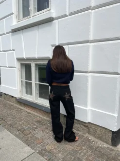 Star jeans med leopard stjerner - Sort
