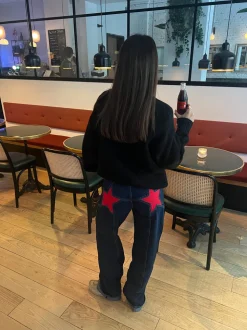 Star jeans med rød stjerne - Mørk denim