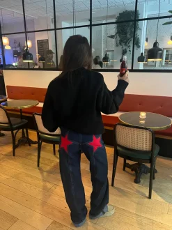 Star jeans med rød stjerne - Mørk denim