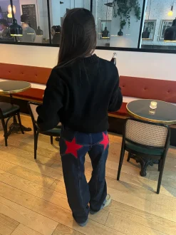 Star jeans med rød stjerne - Mørk denim