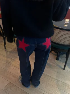 Star jeans med rød stjerne - Mørk denim