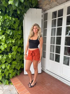 Stassy mini nederdel med bindedetalje - Orange