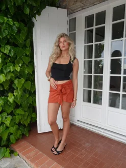 Stassy mini nederdel med bindedetalje - Orange