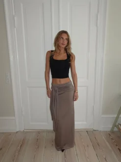 Stella maxinederdel med bindebånd - Taupe