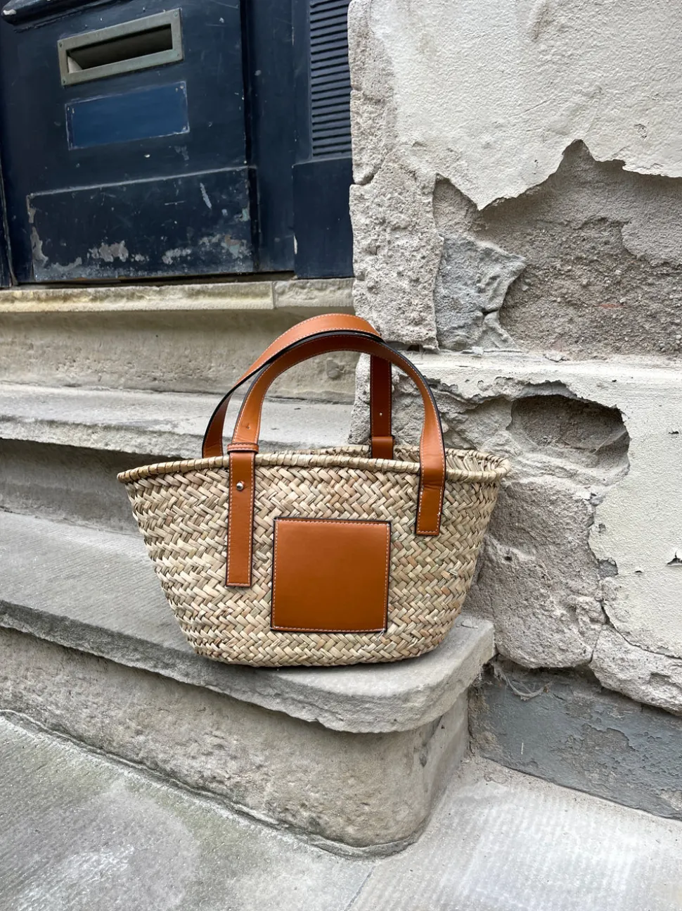 Strandtaske i flet - Beige
