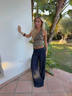Susiana halternecktop med mønster - Grøn/off white
