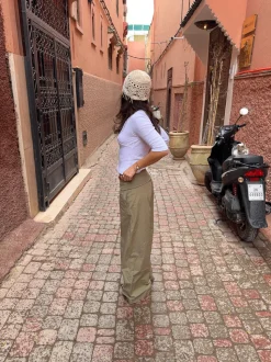 Suza bukser med ribbet talje - Kaki