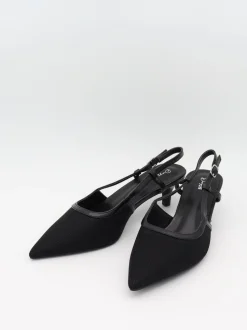 Suzanne slingback hæle med detaljer - Sort