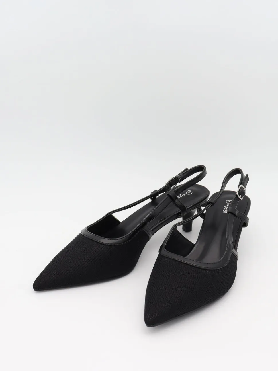 Suzanne slingback hæle med detaljer - Sort