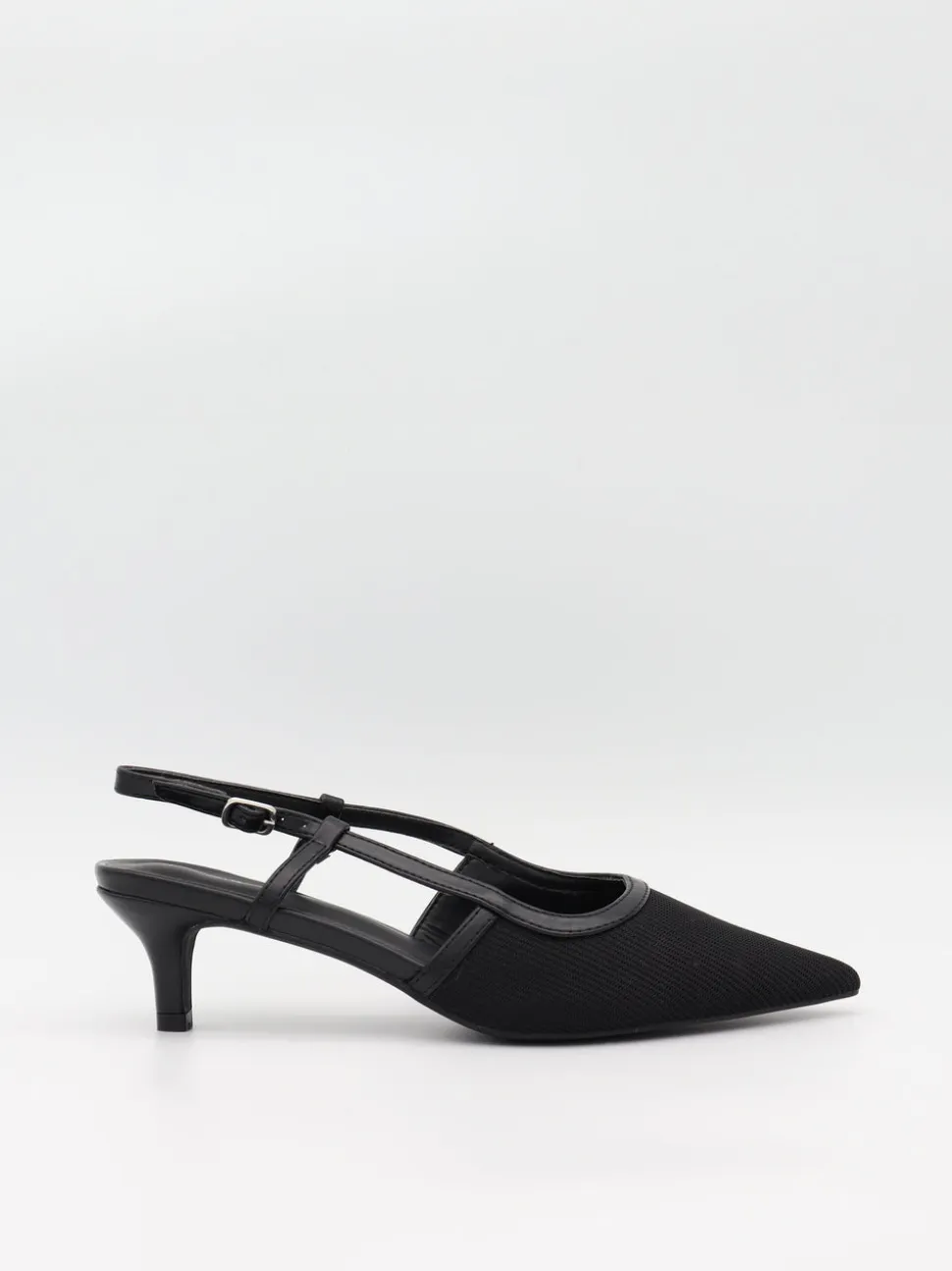 Suzanne slingback hæle med detaljer - Sort
