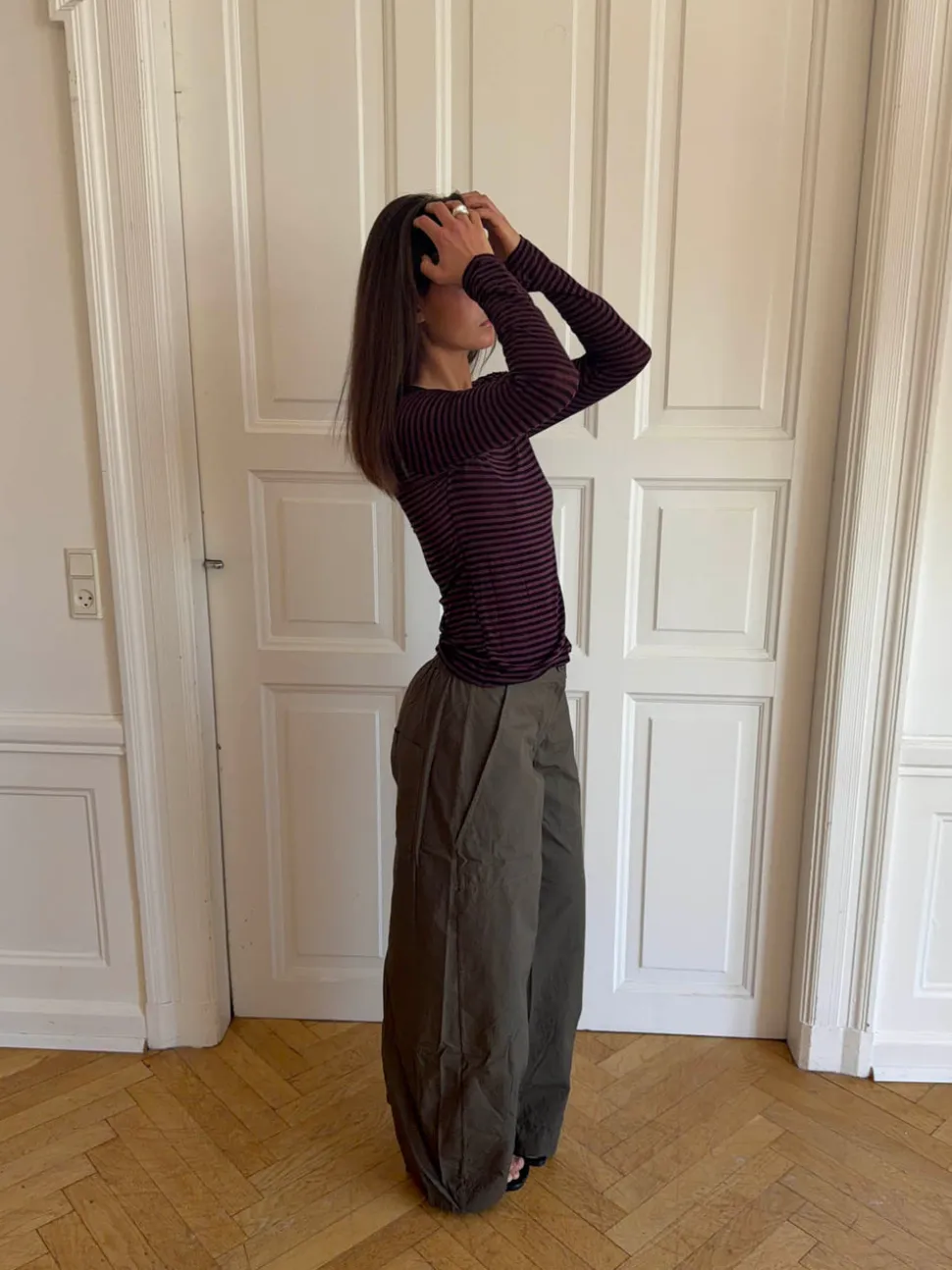 Suzy bluse med striber - Bordeaux og sort
