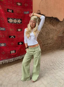 Tanija jeans med ringdetaljer - Lysegrøn