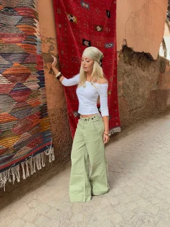 Tanija jeans med ringdetaljer - Lysegrøn