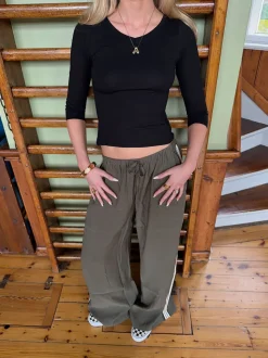 Tessy bluse med trekvartærmer - Sort