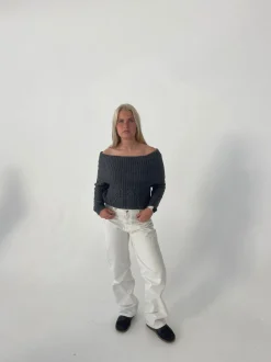 Theresa off-shoulder strik - Grå