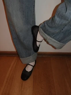 Tilda ballerinaer i mesh med spænde - Sort