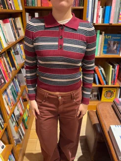 Tilina polo med striber - Rød/beige/navy