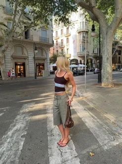 Tilley top med blonder - Brun/blå
