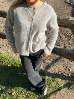 Trine cardigan i uld - Lysegrå