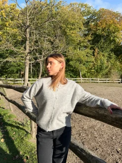Trine cardigan i uld - Lysegrå