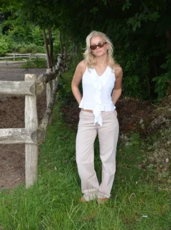 Tuva lavtaljede jeans - Beige