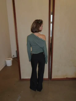 Ukana bluse med knapper - Kaki