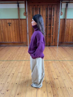 Valdamara oversized striktrøje med turtleneck - Lilla
