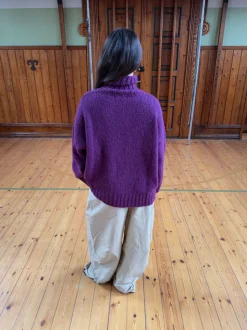 Valdamara oversized striktrøje med turtleneck - Lilla