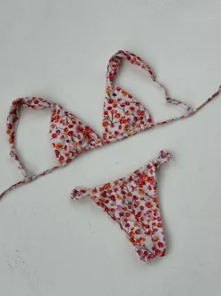 Veronica bikini med blomster - Lyserød/hvid