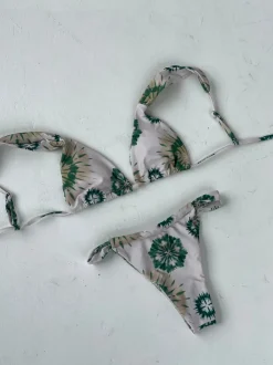 Veronica bikini med mønster - Hvid/grøn