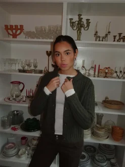 Vincent strikket cardigan - Mørkegrøn
