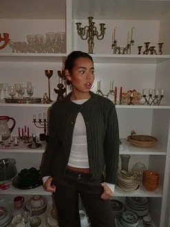 Vincent strikket cardigan - Mørkegrøn