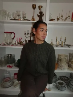 Vincent strikket cardigan - Mørkegrøn