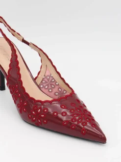 Ydun slingback hæle med detaljer - Rød