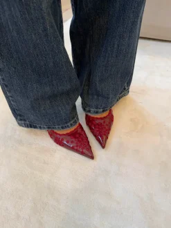 Ydun slingback hæle med detaljer - Rød