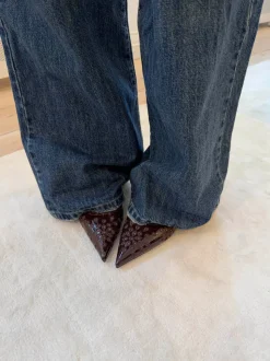 Ydun slingback hæle med detaljer - Mørkebrun