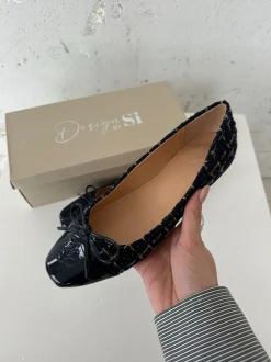 Zamora ballerina sko med mønster og sløjfe - Navy