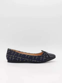 Zamora ballerina sko med mønster og sløjfe - Navy